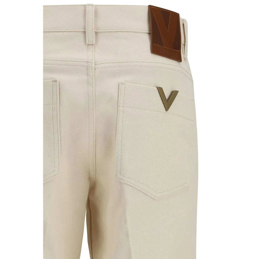 Valentino Beige Cotton Flared Jeans