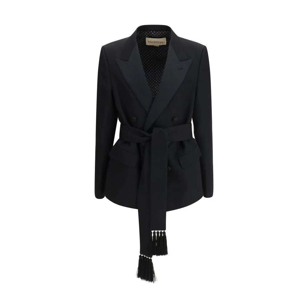 Valentino Black Fleece Wool Blazer - IT46 | S