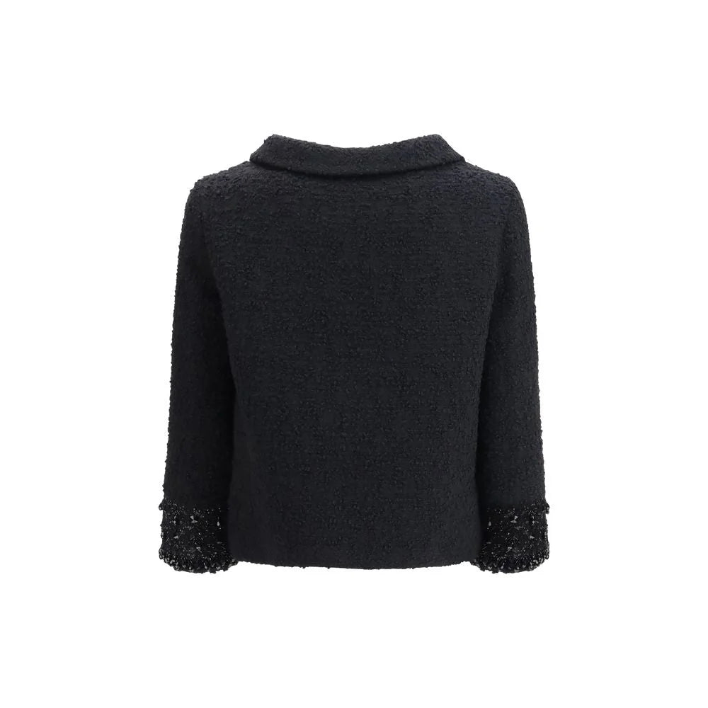 Valentino Black Fleece Wool Coat