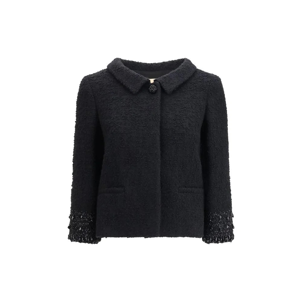 Valentino Black Fleece Wool Coat - IT46|XL