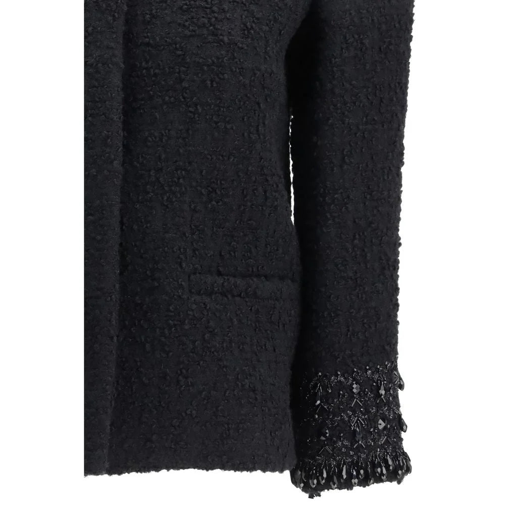 Valentino Black Fleece Wool Coat - IT46|XL