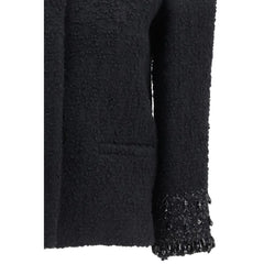 Valentino Black Fleece Wool Coat - IT46|XL