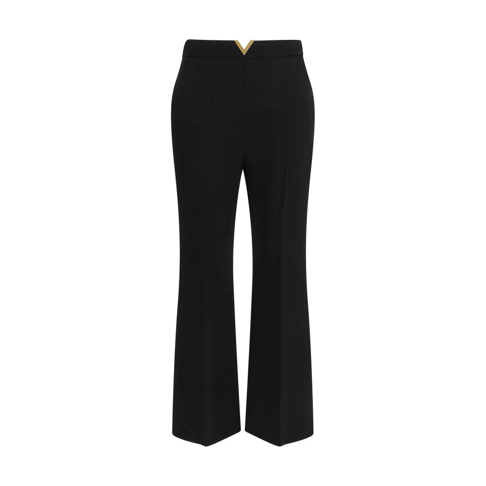 Valentino Black Fleece Wool Flared Pants