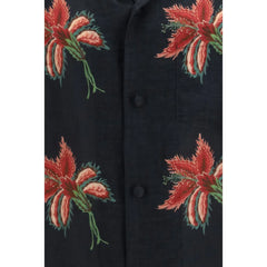 Valentino Black Linen Pattern Shirt