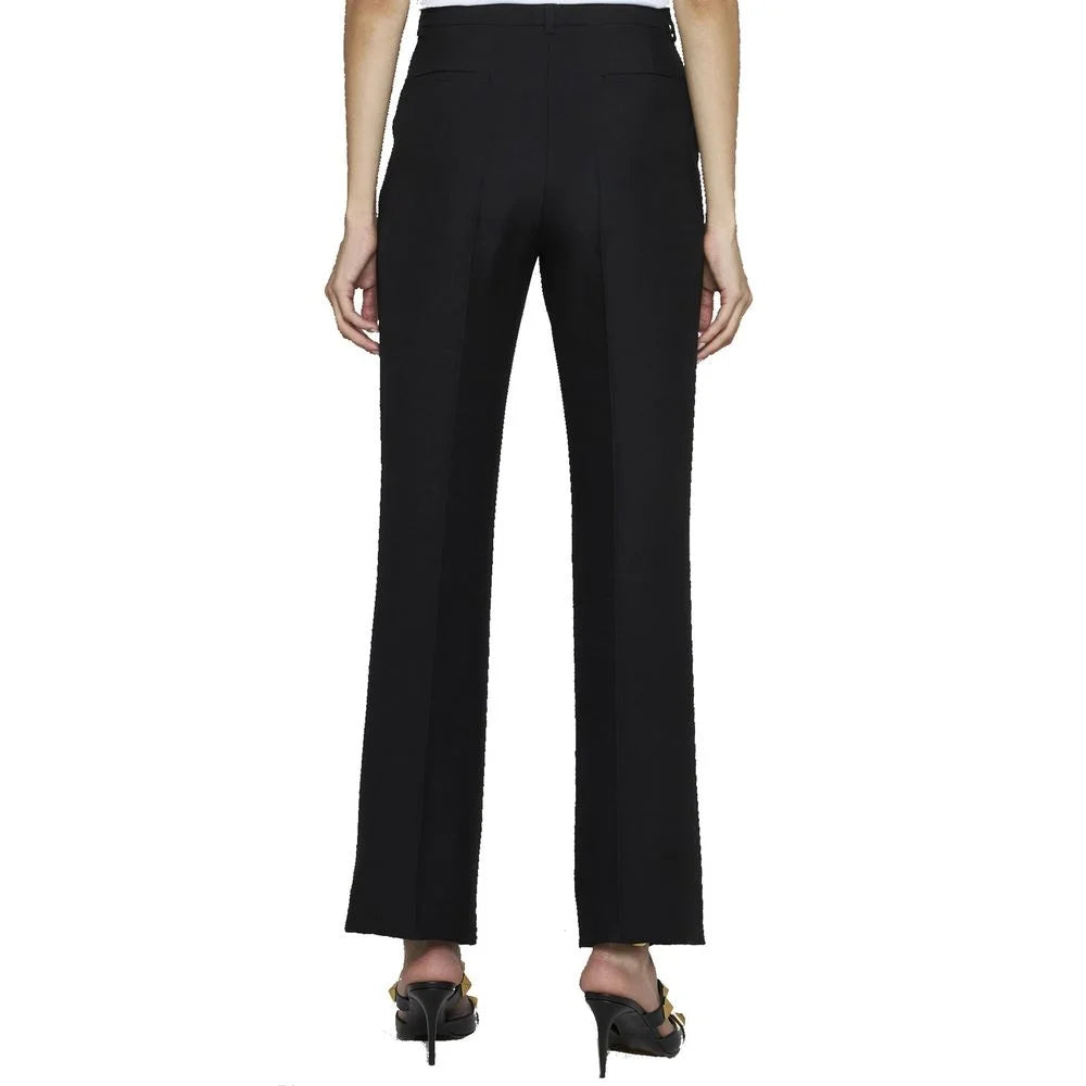 Valentino Black Silk Flared Pants - 42
