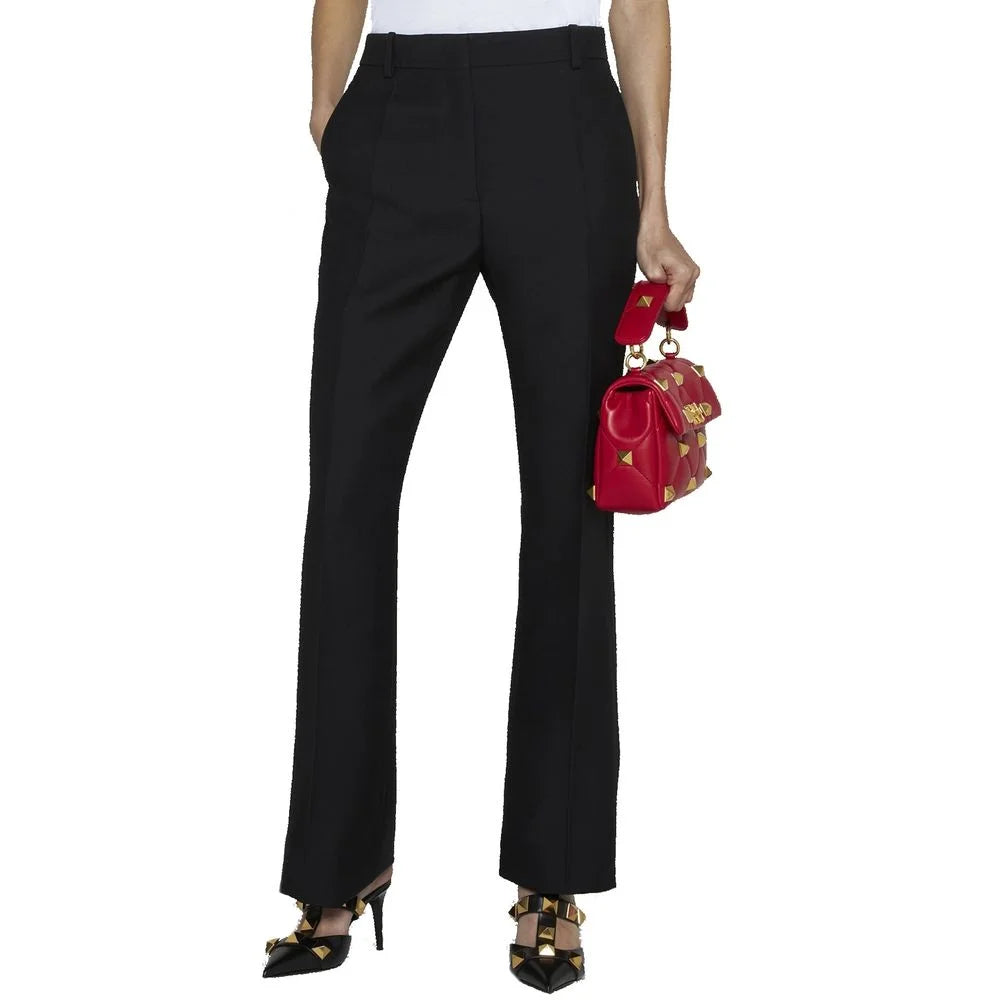Valentino Black Silk Flared Pants - 42
