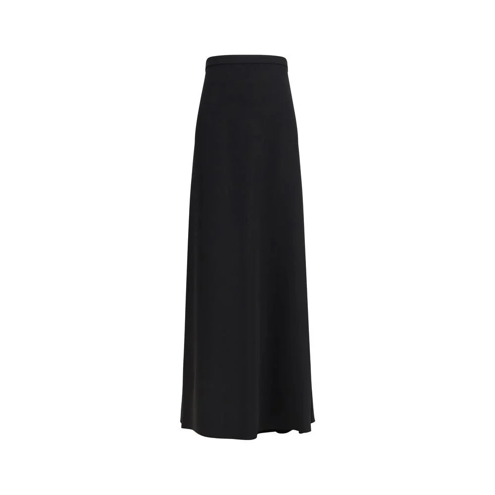 Valentino Black Silk Long Skirt - IT46|XL