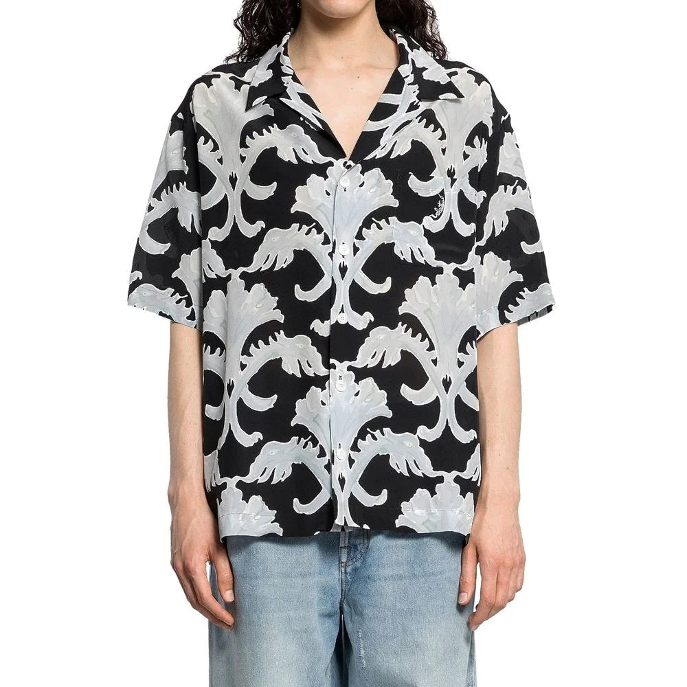 Valentino Black Silk Pattern Shirt - IT52 | XL