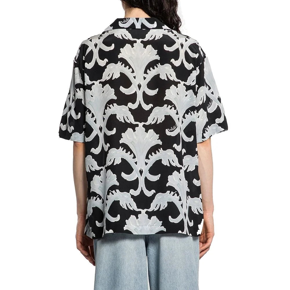 Valentino Black Silk Pattern Shirt - IT52 | XL
