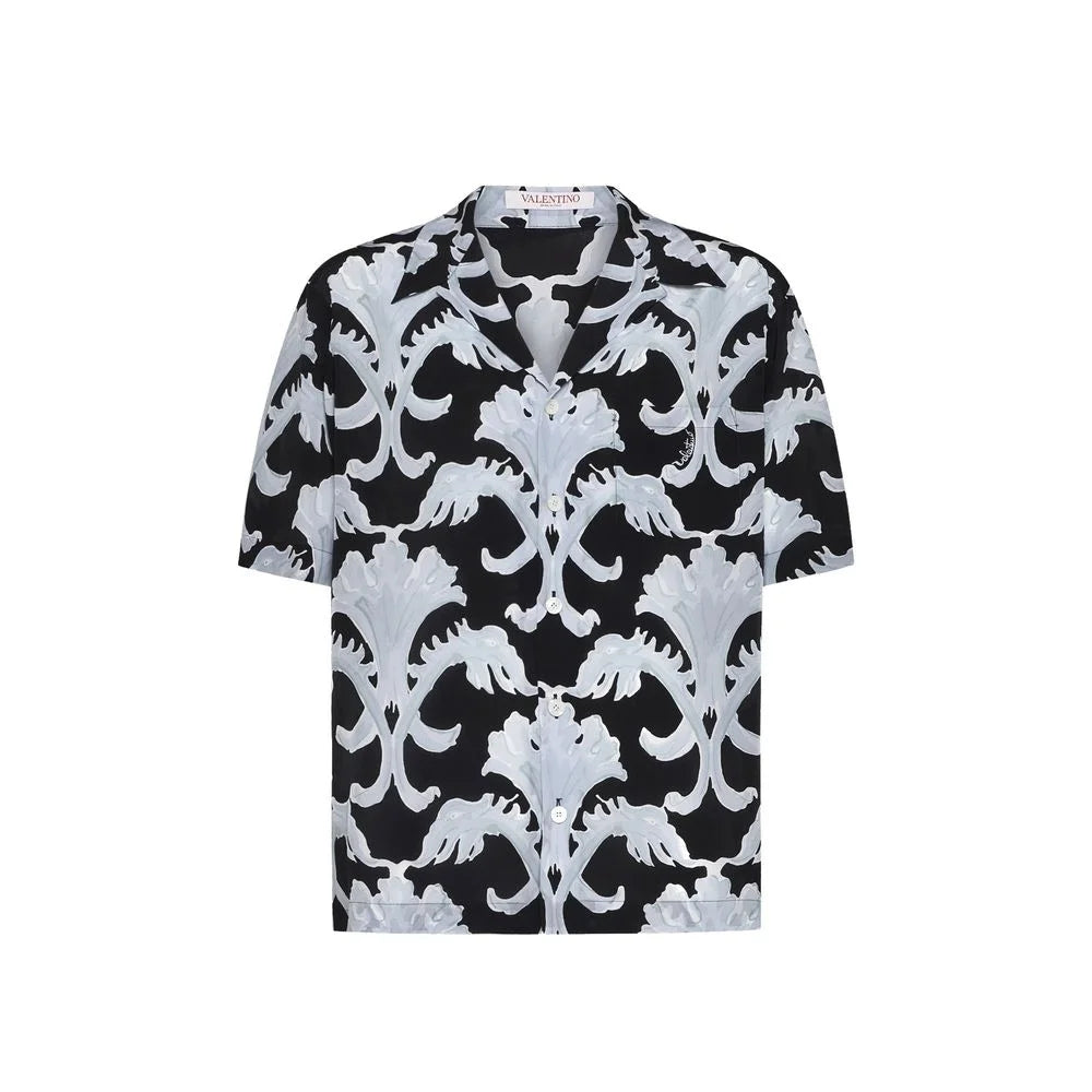 Valentino Black Silk Pattern Shirt - IT52 | XL