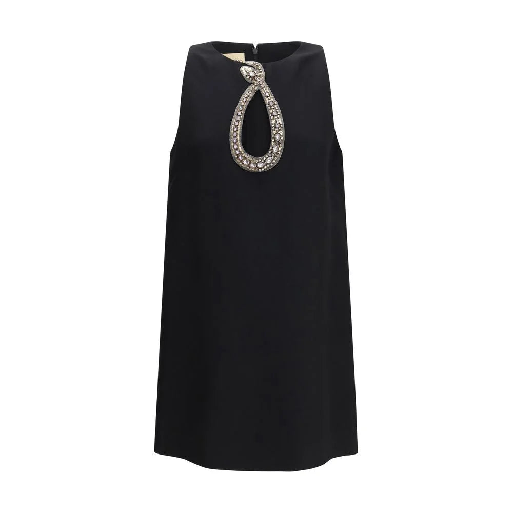 Valentino Black Wool Oves Aries Cocktail Dress - IT46|XL