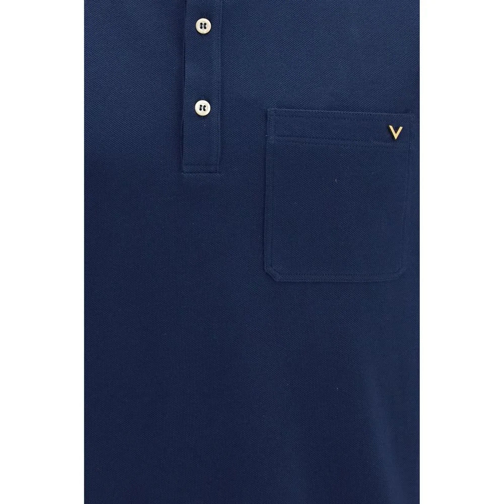 Valentino Modré bavlněné polo tričko