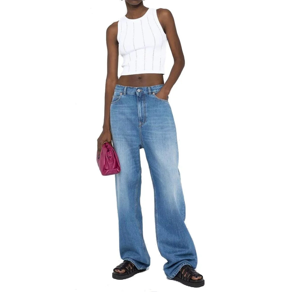 Valentino Blue Cotton Relaxed Fit Jeans - W26