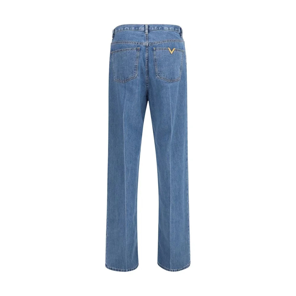 Valentino Blue Cotton Straight-Leg Jeans