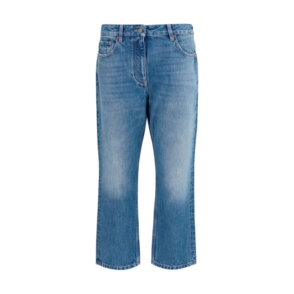 Valentino Jeans Dritti in Cotone Blu - 32