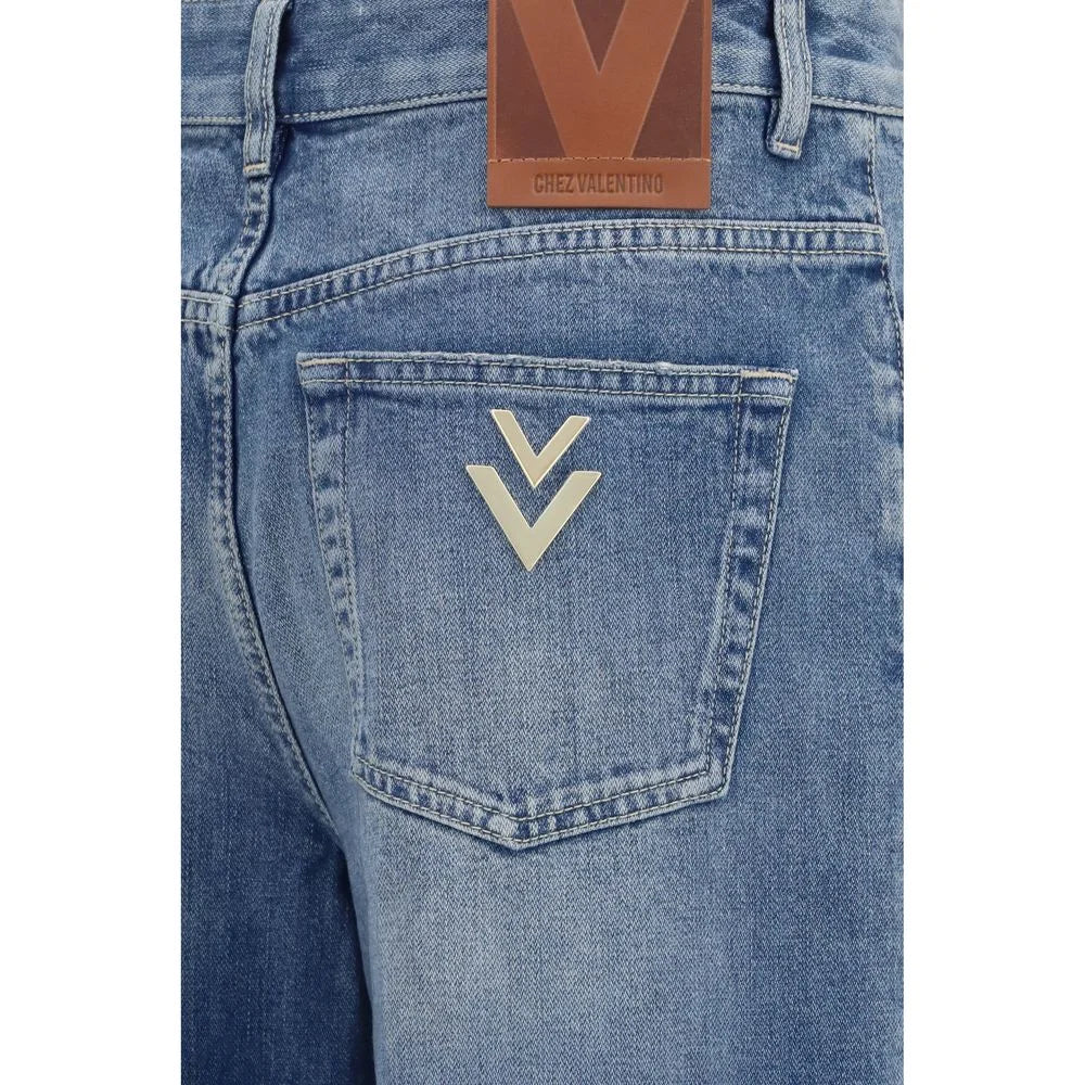 Valentino Blue Cotton Straight-Leg Jeans