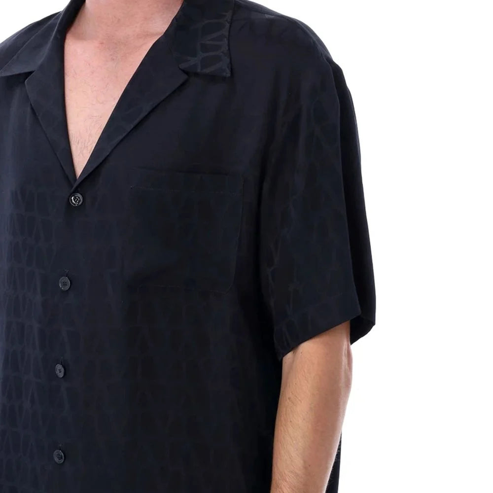 Valentino Blue Silk Pattern Shirt - IT54 | XL