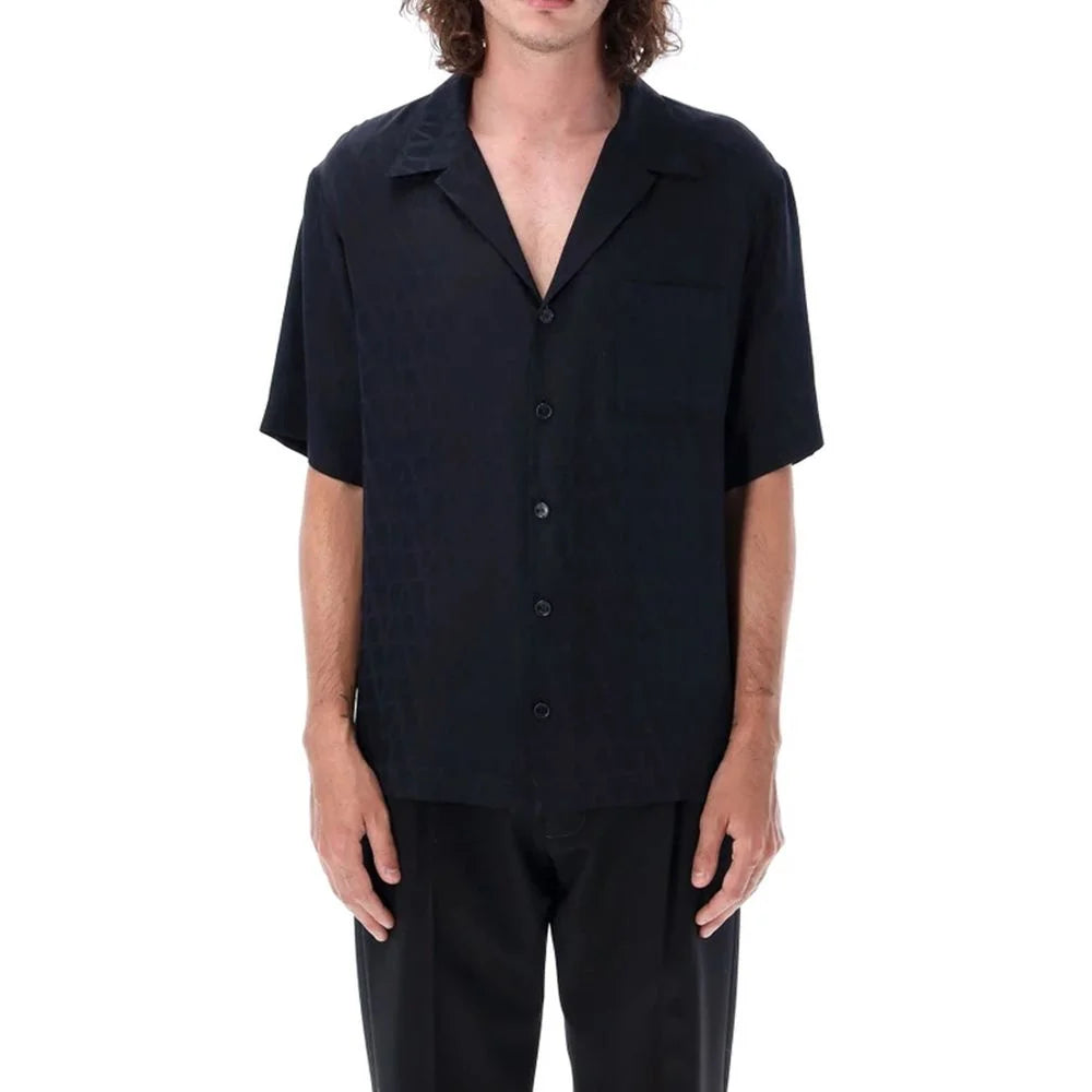 Valentino Blue Silk Pattern Shirt - IT54 | XL