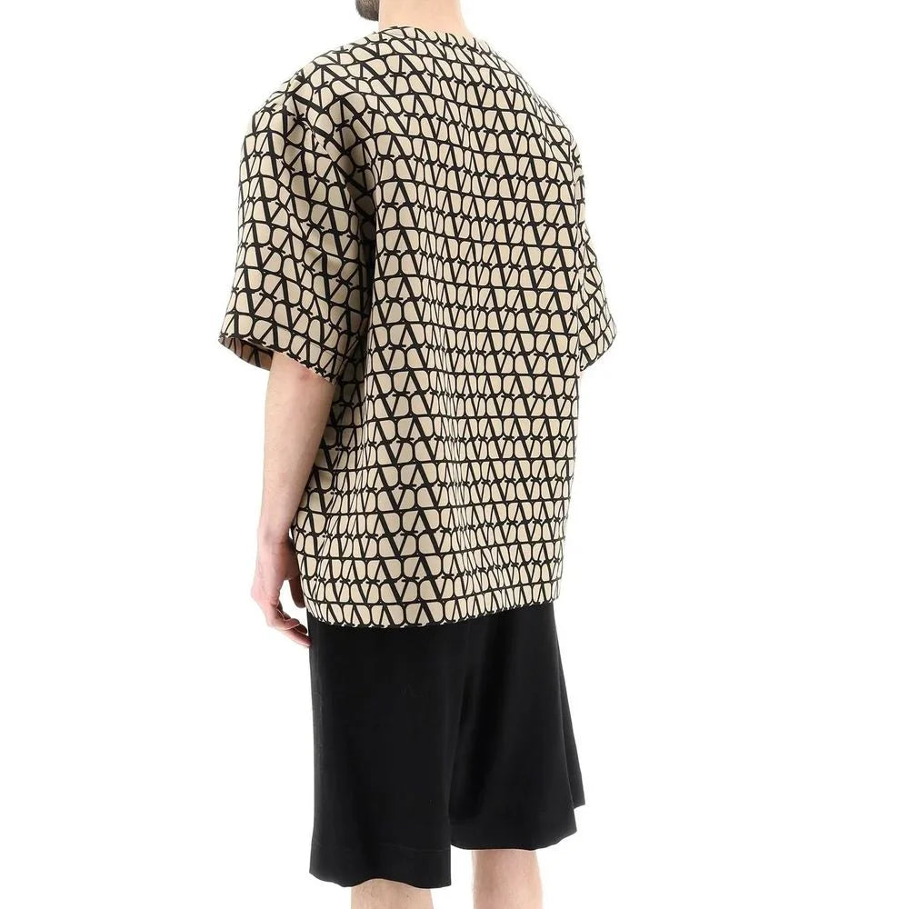 Valentino Brown Silk T-Shirt - S