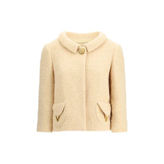 Valentino Cream Fleece Wool Coat - IT46|XL