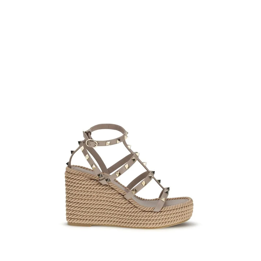 Valentino Garavani Beige Calf Leather Bos Taurus Espadrilles