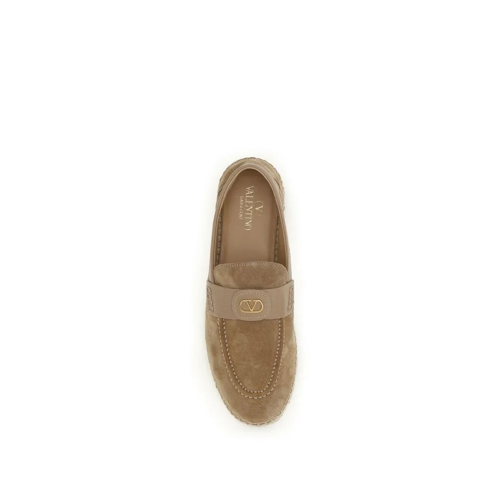 Valentino Garavani Beige Calf Leather Bos Taurus Espadrilles