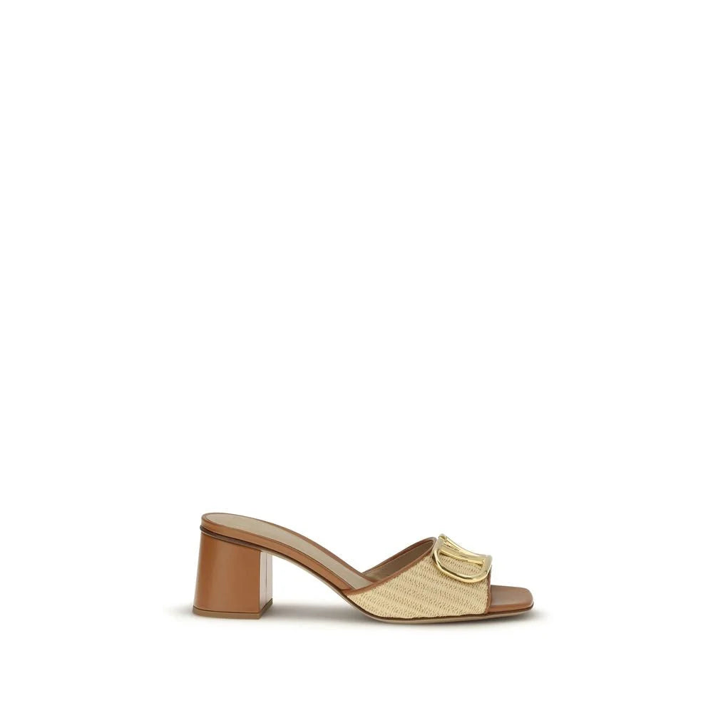 Valentino Garavani Beige Calf Leather Bos Taurus Platform Sandals