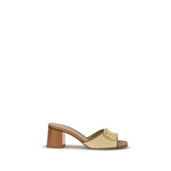 Valentino Garavani Beige Calf Leather Bos Taurus Platform Sandals
