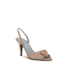 Valentino Garavani Beige Calf Leather Bos Taurus Stiletto Heel Sandals