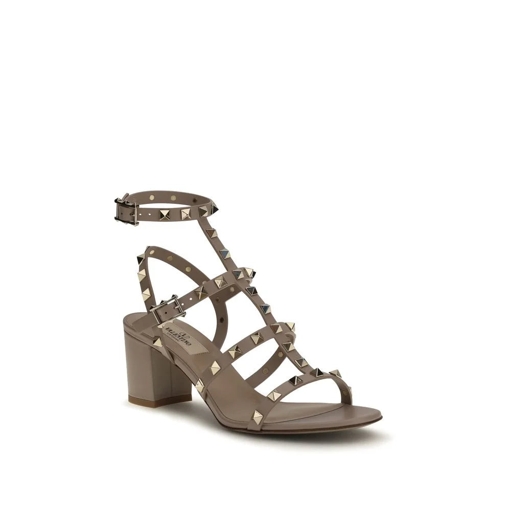 Valentino Garavani Beige Calf Leather Bos Taurus Strap-On Sandals
