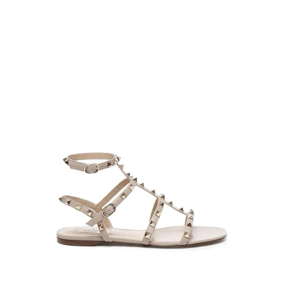 Valentino Garavani Beige Calfskin Flat Sandals - EU36/US6