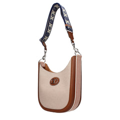 Valentino Garavani Beigefarbene Stoff Umhüngertasche