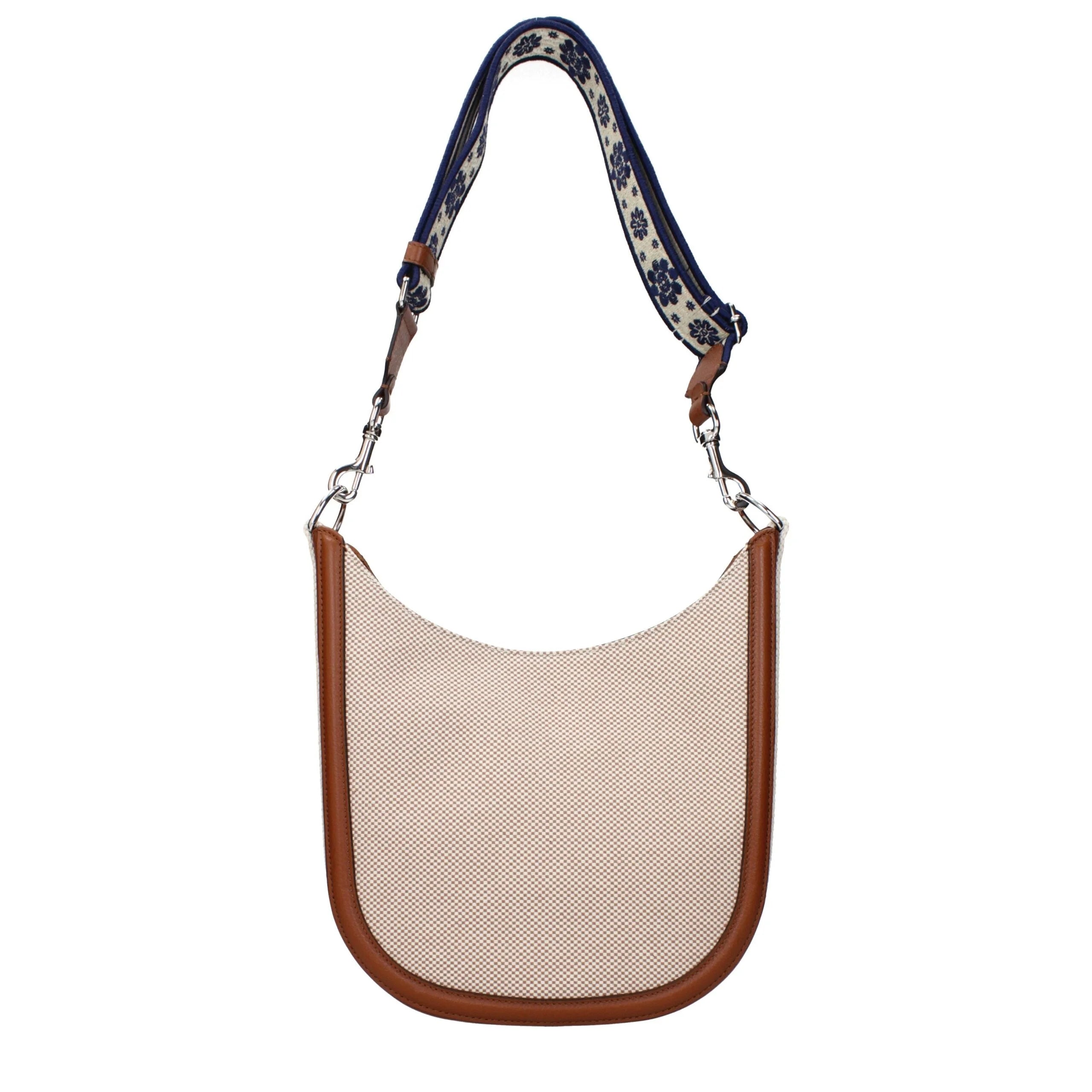 Valentino Garavani Beigefarbene Stoff Umhüngertasche