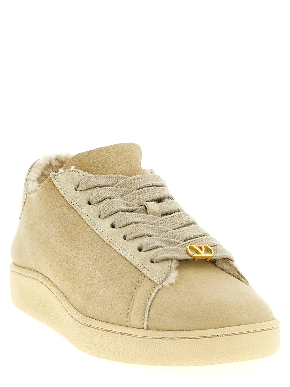 Valentino Garavani Béžové sneakers z kůže kozí, nízký střih