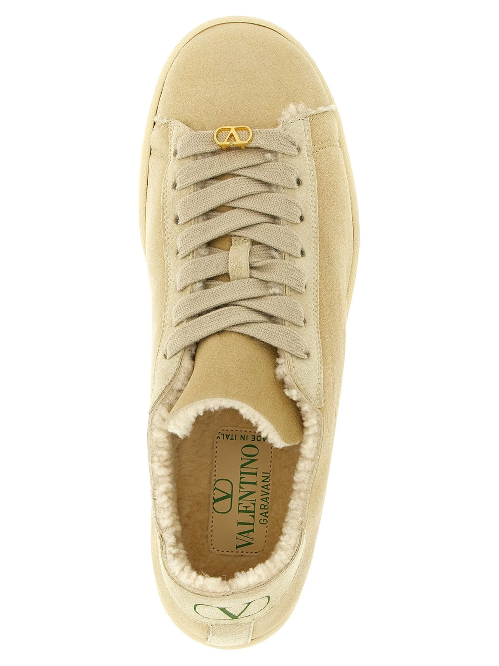 Valentino Garavani Béžové sneakers z kůže kozí, nízký střih