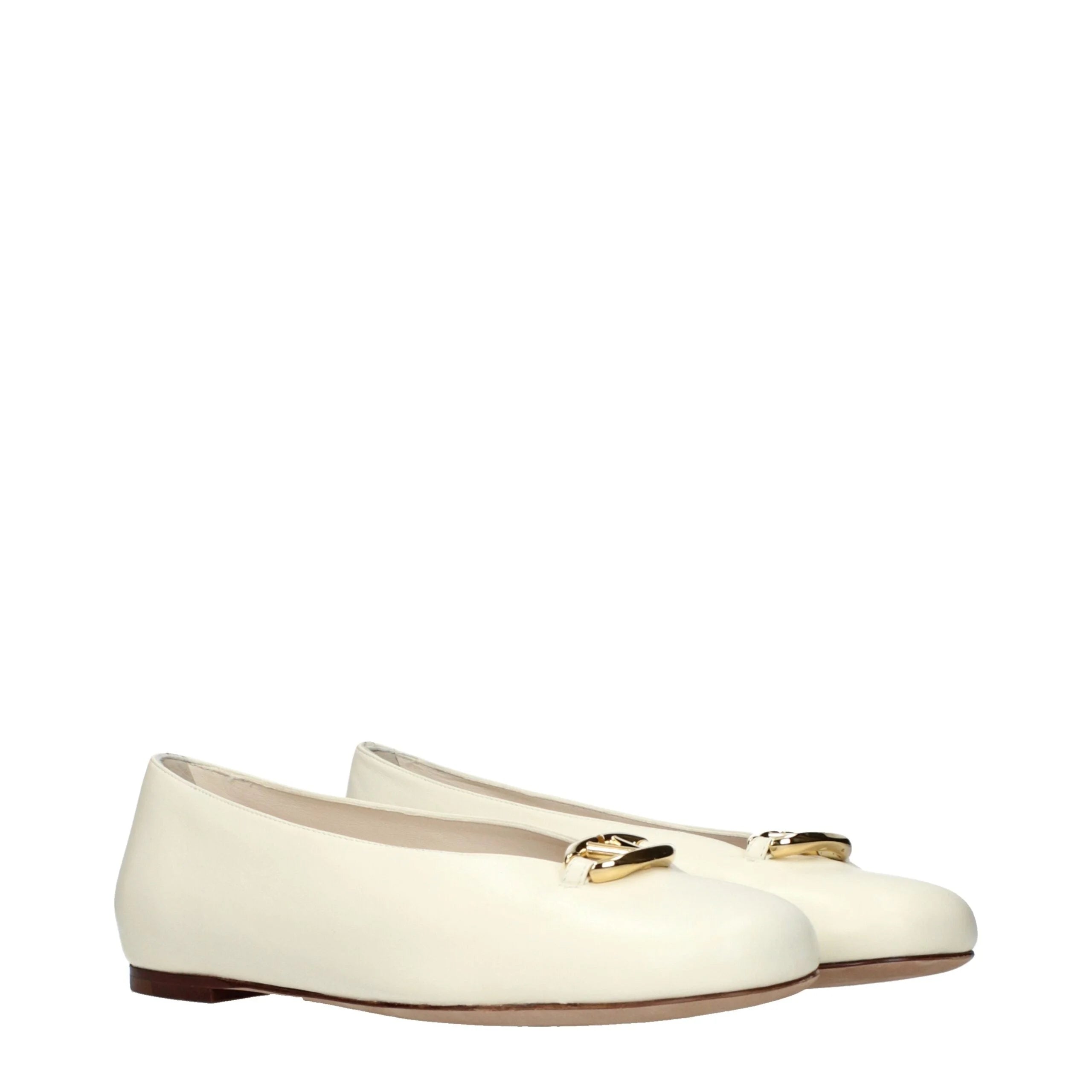 Valentino Garavani Beige Leather Ballet Flats - EU37/US7