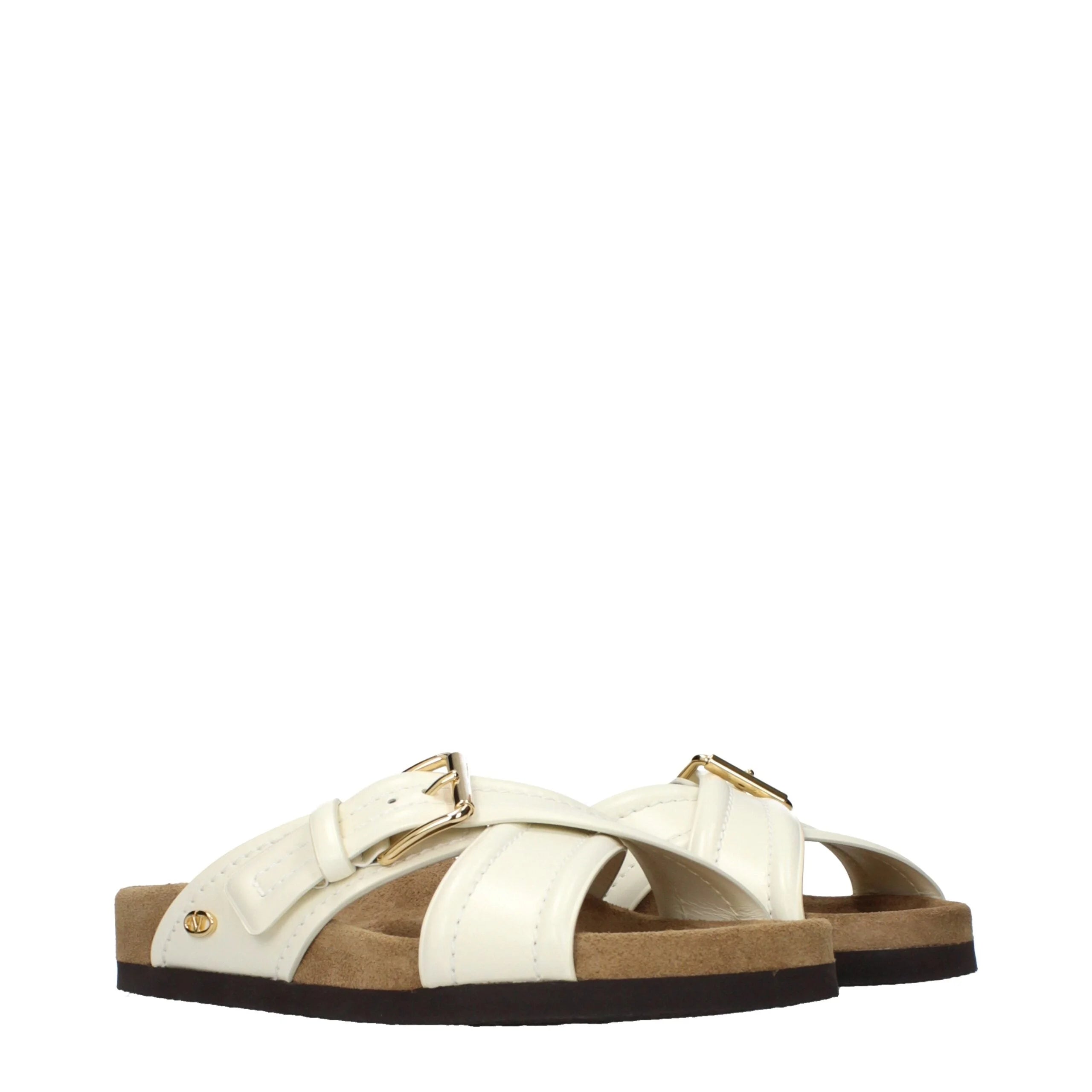 Pantoufles Valentino Garavani en cuir beige