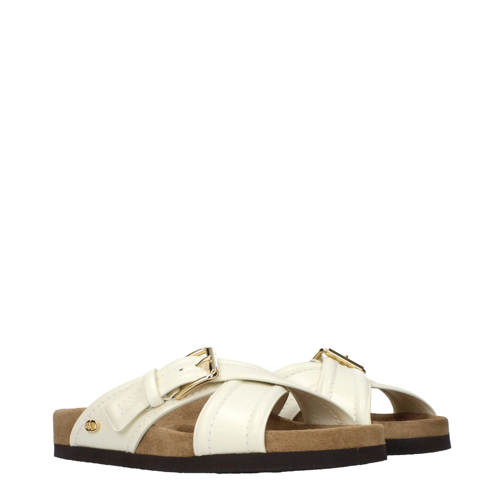 Pantoufles Valentino Garavani en cuir beige