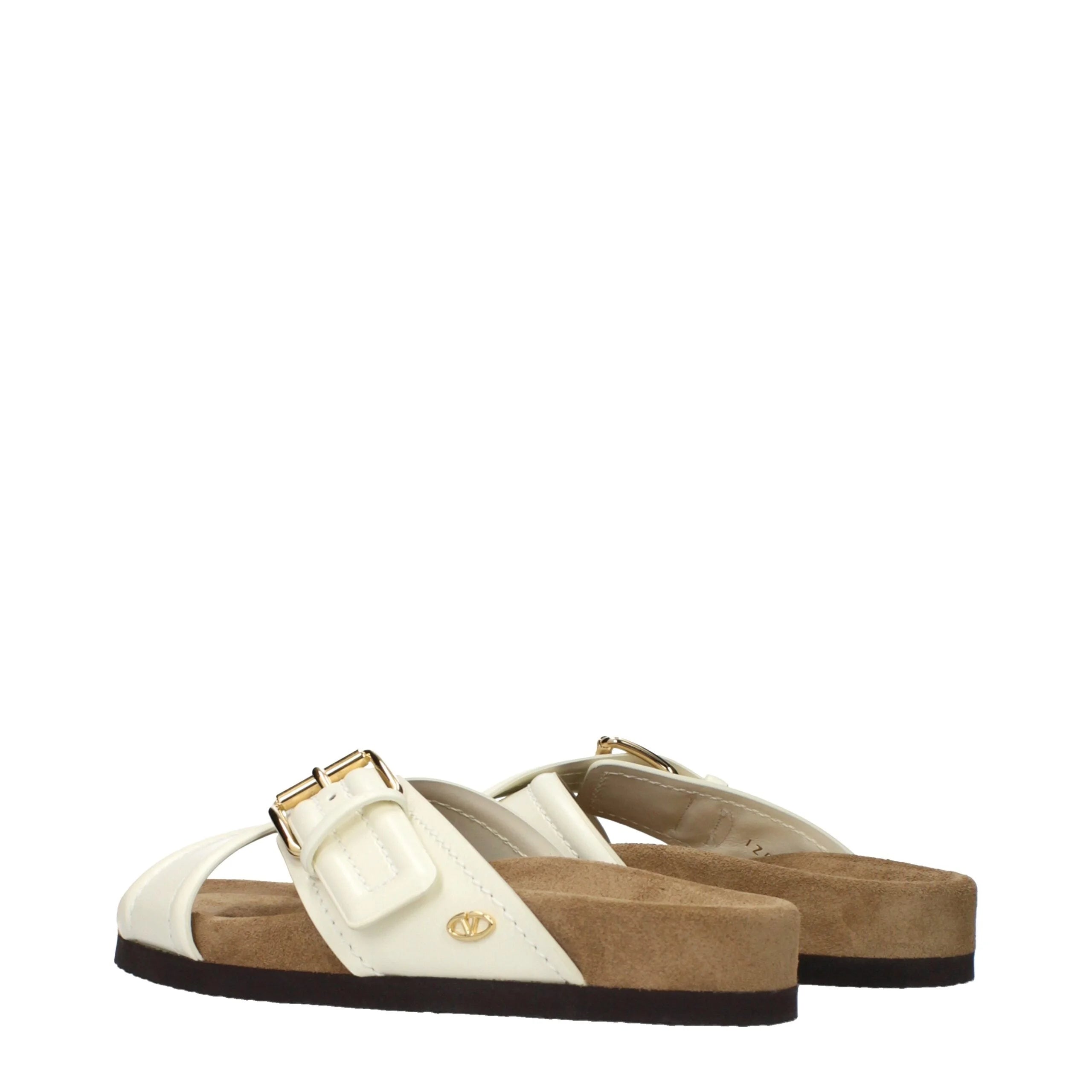 Pantoufles Valentino Garavani en cuir beige