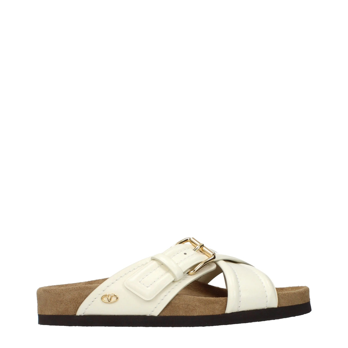 Pantoufles Valentino Garavani en cuir beige