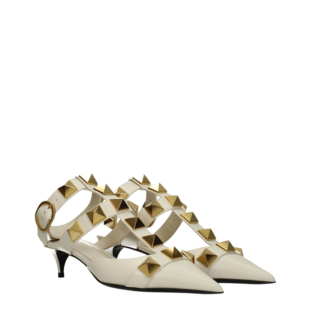 Valentino Garavani Beige Leather Stiletto Heels Sandals - EU37.5/US7.5 - Sandals