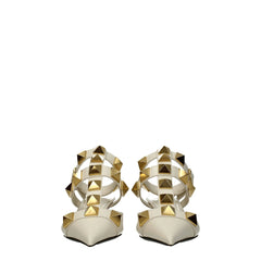 Valentino Garavani Beige Leather Stiletto Heels Sandals - EU37.5/US7.5 - Sandals