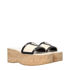 Valentino Garavani Beige Leather Wedges Sandals