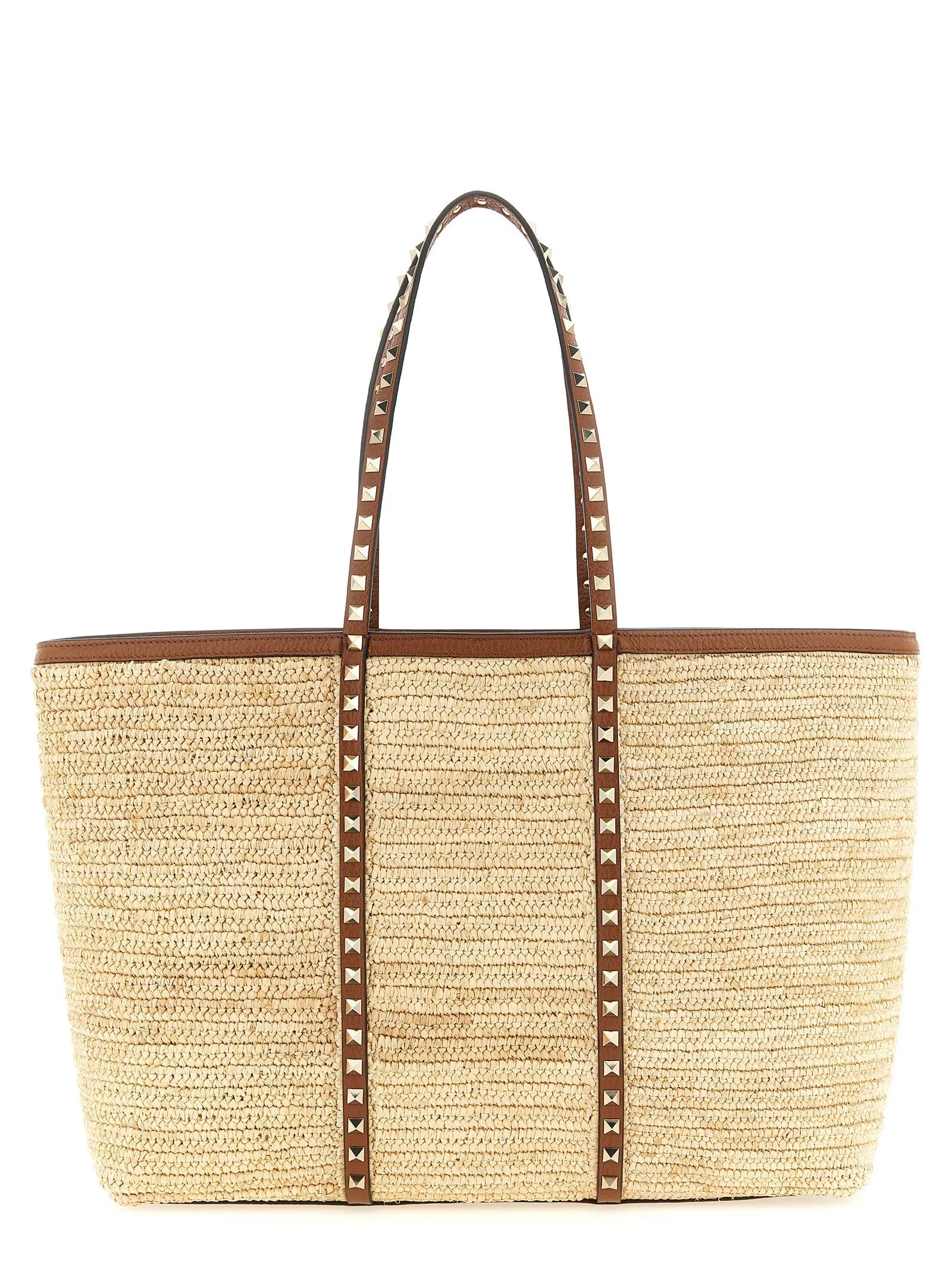 Valentino Garavani Beige Straw Tote Bag