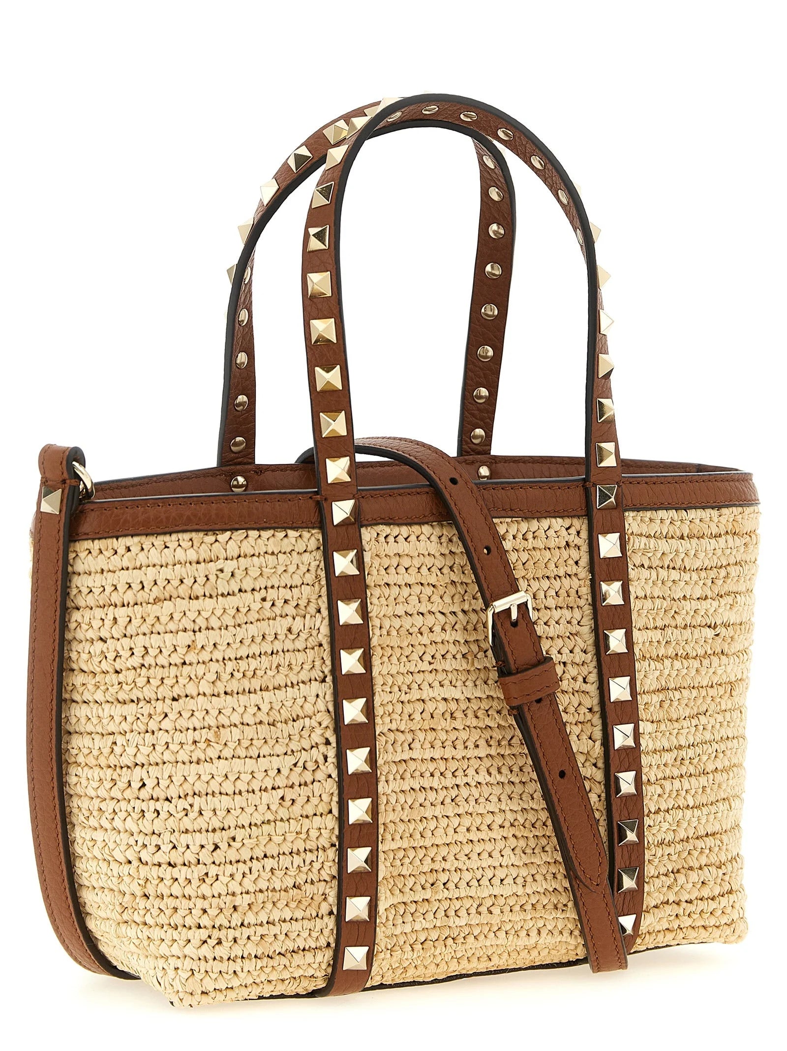 Valentino Garavani Beige Straw Tote Bag
