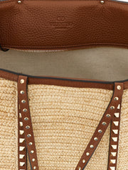 Valentino Garavani Beige Straw Tote Bag