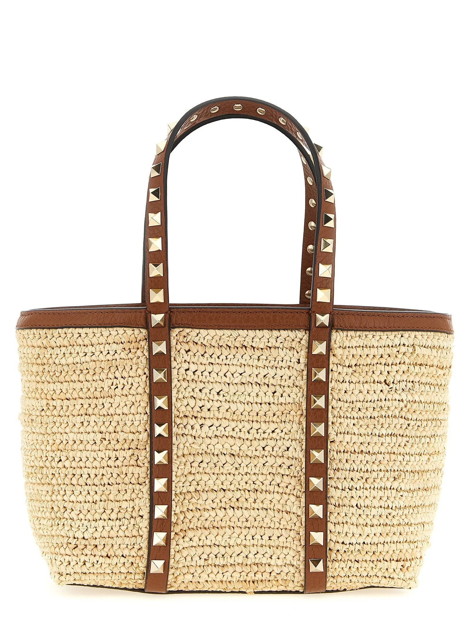 Valentino Garavani Beige Straw Tote Bag