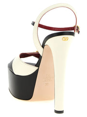 Valentino Garavani Bicolor Calfskin Stiletto Heel Sandals - EU40/US10