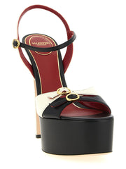 Valentino Garavani Bicolor Calfskin Stiletto Heel Sandals - EU40/US10
