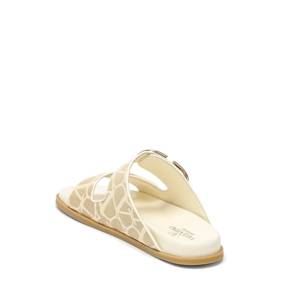 Valentino Garavani Bicolor Fabric Flat Sandals